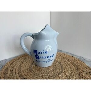 Vintage Marie Brizard Liqueurs de France Pitcher Digoin Sarreguemines Blue 7in